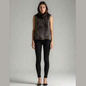 Patty Kim Rabbit Fur Vest Brown Small